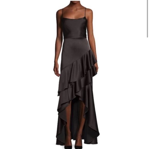 Alice + Olivia Lauralei High Low Dress/Gown in Black. - Picture 3 of 8